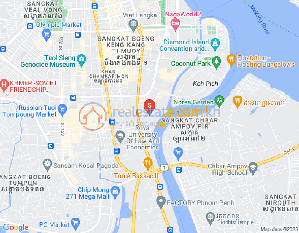Mapa: Tonle Bassac, Chamkarmon, Phnom Penh