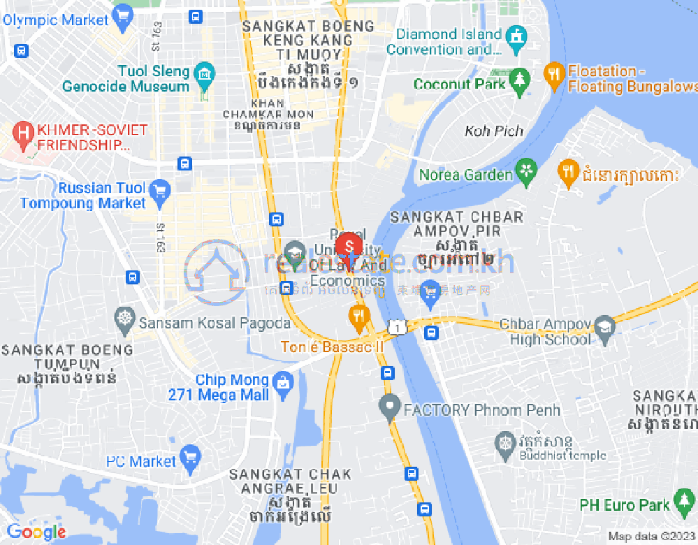 Mapa: Tonle Bassac, Chamkarmon, Phnom Penh