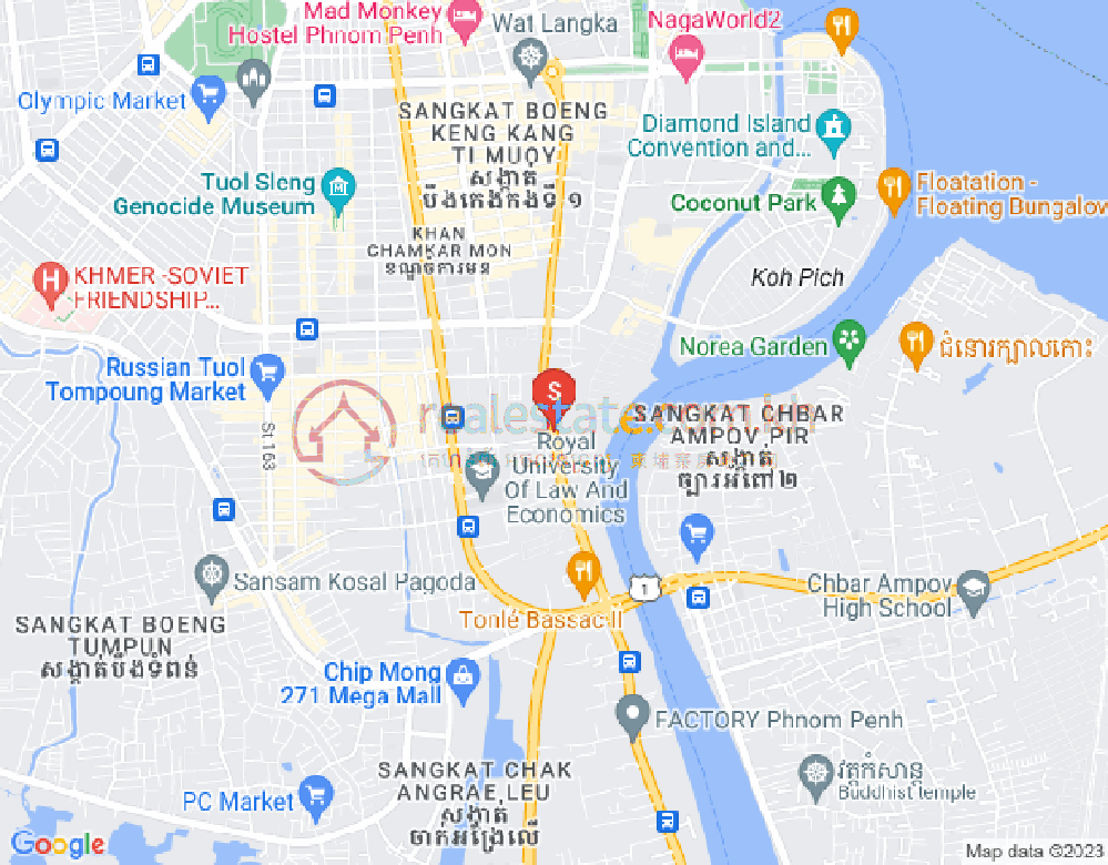 Mapa: Tonle Bassac, Chamkarmon, Phnom Penh