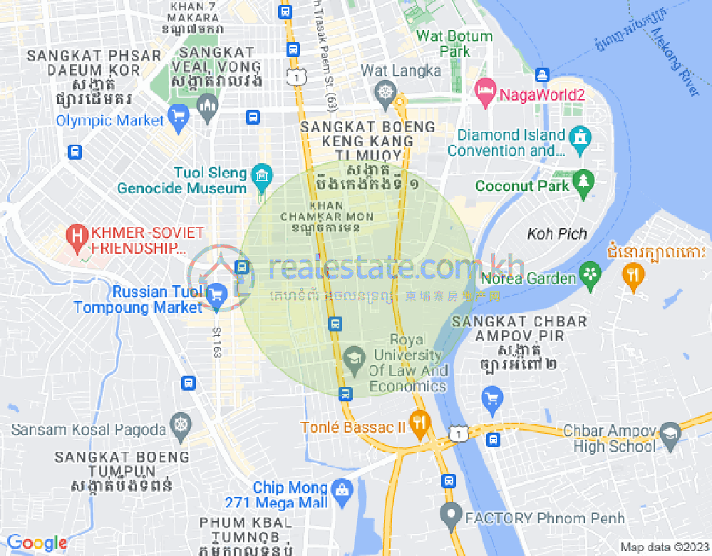 ផែនទី ទន្លេបាសាក់, ចំការមន, ភ្នំពេញ