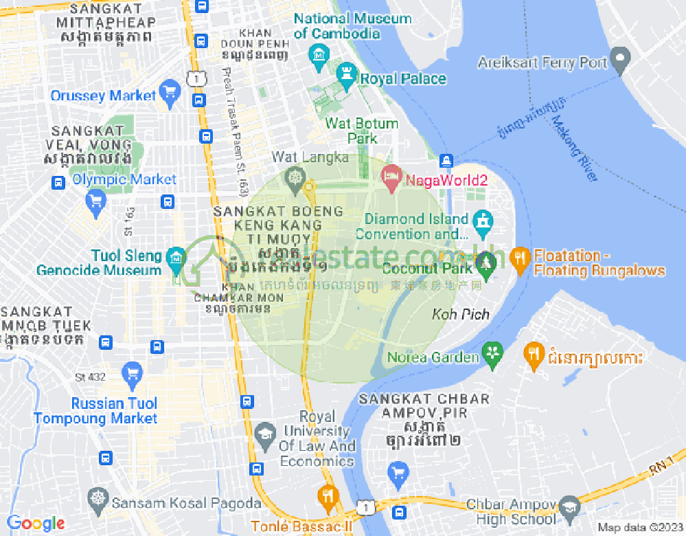 Карта Тонле Бассак, Чамкармон, Пномпень