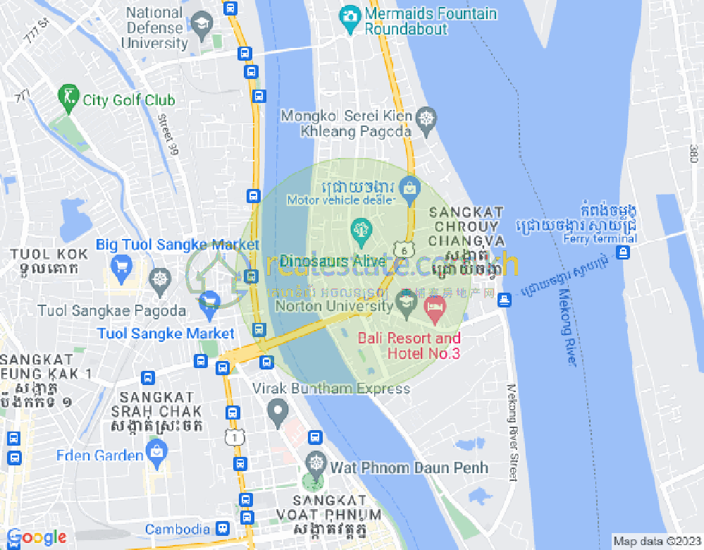 水净华区, 金边地图
