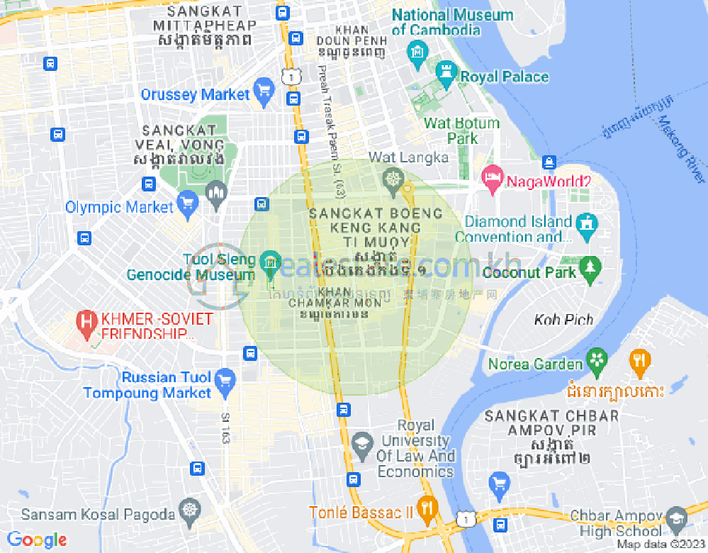 Mapa: BKK 1, Boeng Keng Kang, Phnom Penh