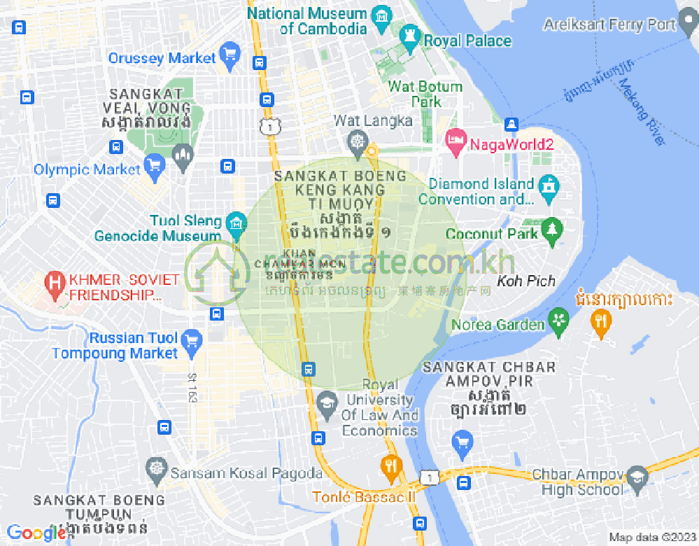 Mapa: BKK 1, Boeng Keng Kang, Phnom Penh