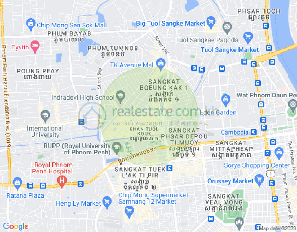 万谷湖1分区, 堆谷区, 金边地图