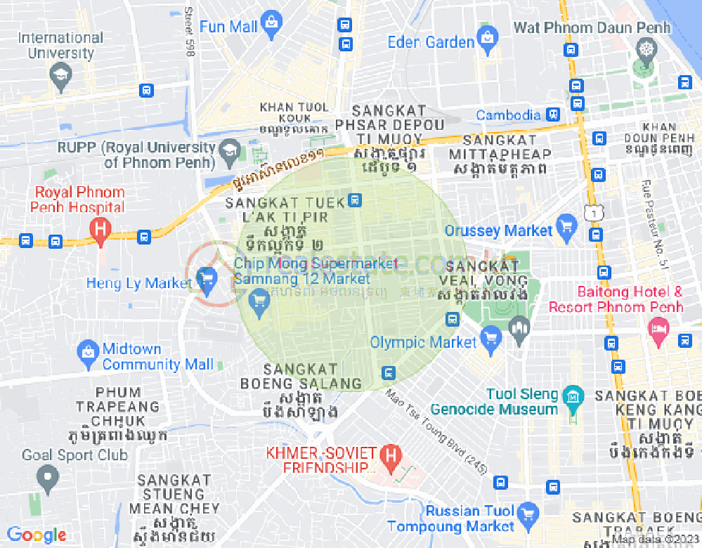 沙立波2分区, 堆谷区, 金边地图