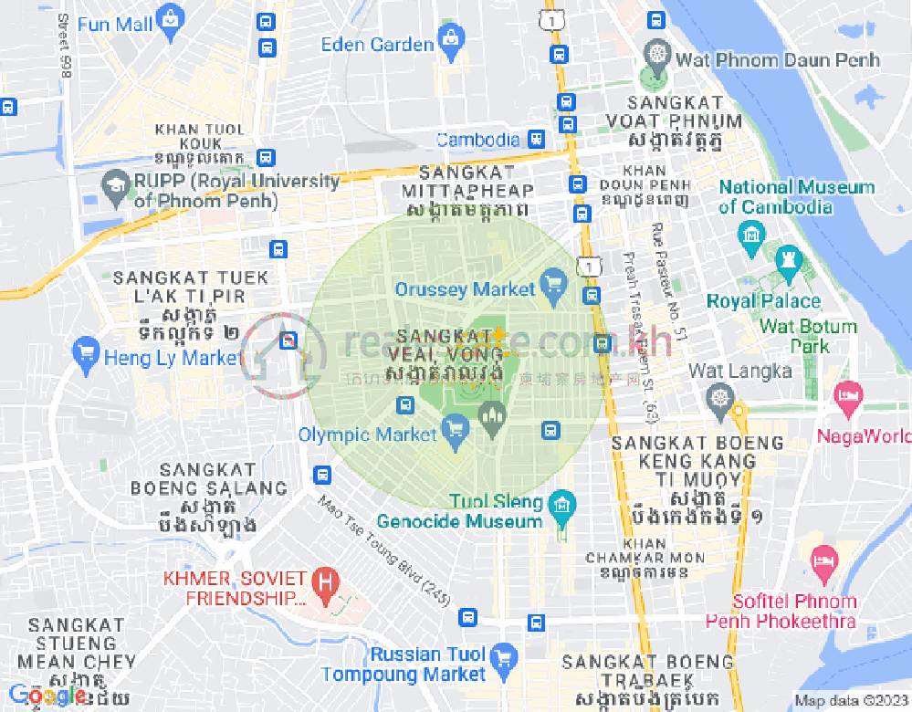 Mapa: Veal Vong, 7 Makara, Phnom Penh