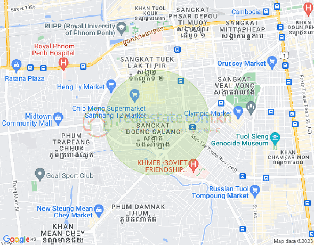 万谷湖1分区, 堆谷区, 金边地图