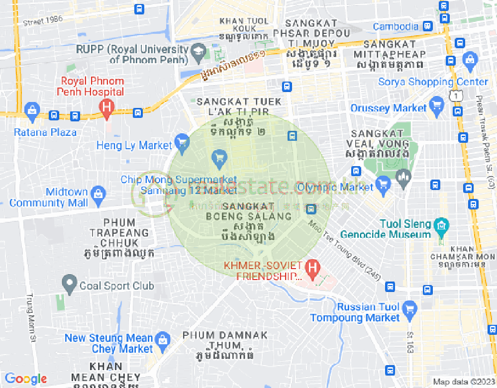 万谷湖1分区, 堆谷区, 金边地图