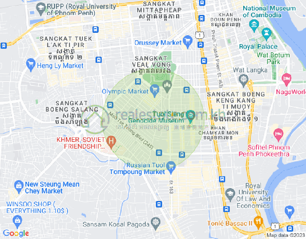 แผนที่ บึงกัก 1, ตuolโกก, พนมเปญ