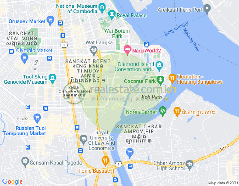 Карта Тонле Бассак, Чамкармон, Пномпень