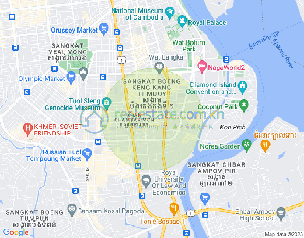 万景岗1分区（BKK1), 波哥堪, 金边地图