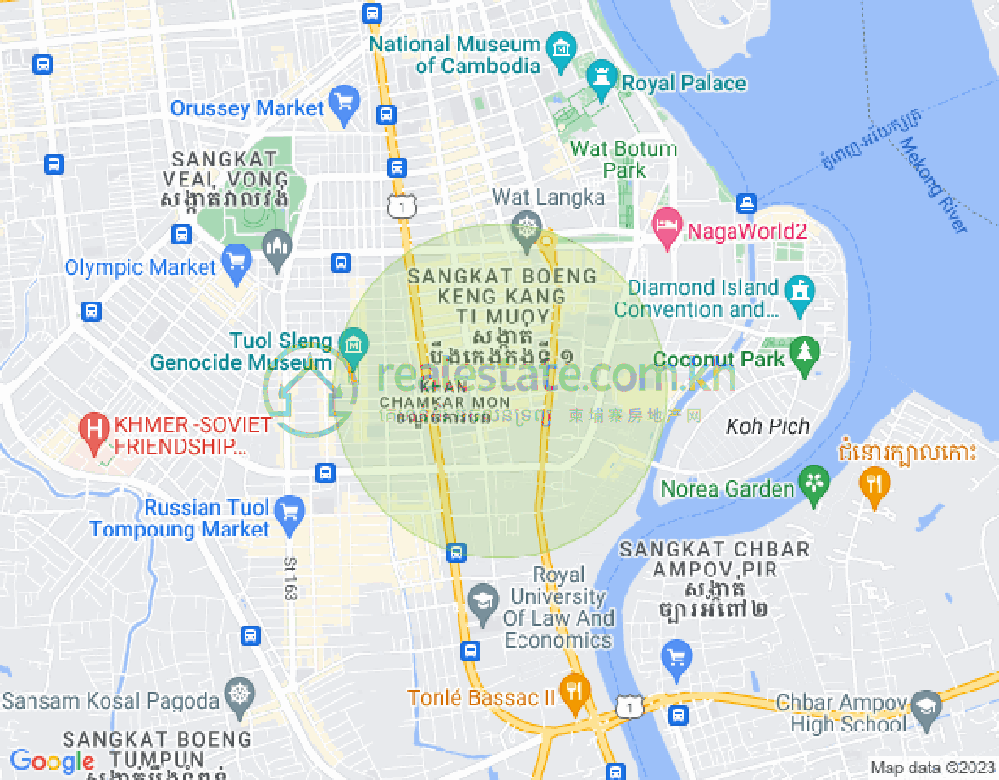 Карта Тонле Бассак, Чамкармон, Пномпень