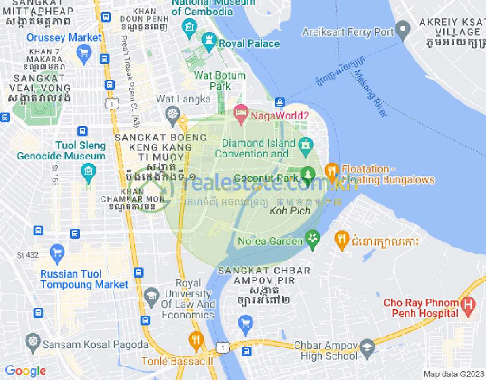 백색하구역, 짬까몬, 프놈펜 지도
