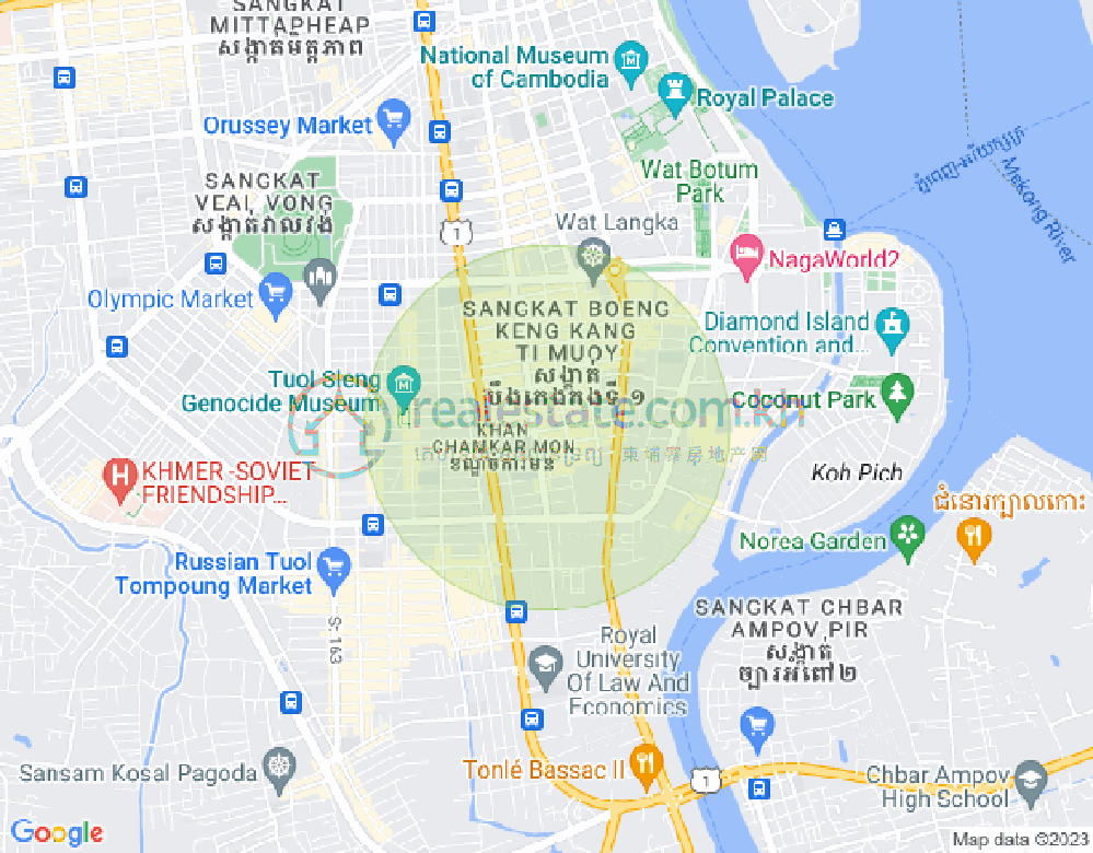Map of BKK 1, Boeng Keng Kang, Phnom Penh