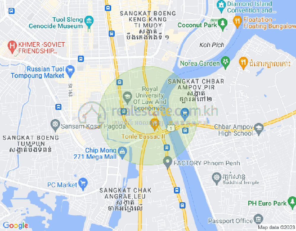 Map of Toul Tum Poung 1, Chamkarmon, Phnom Penh