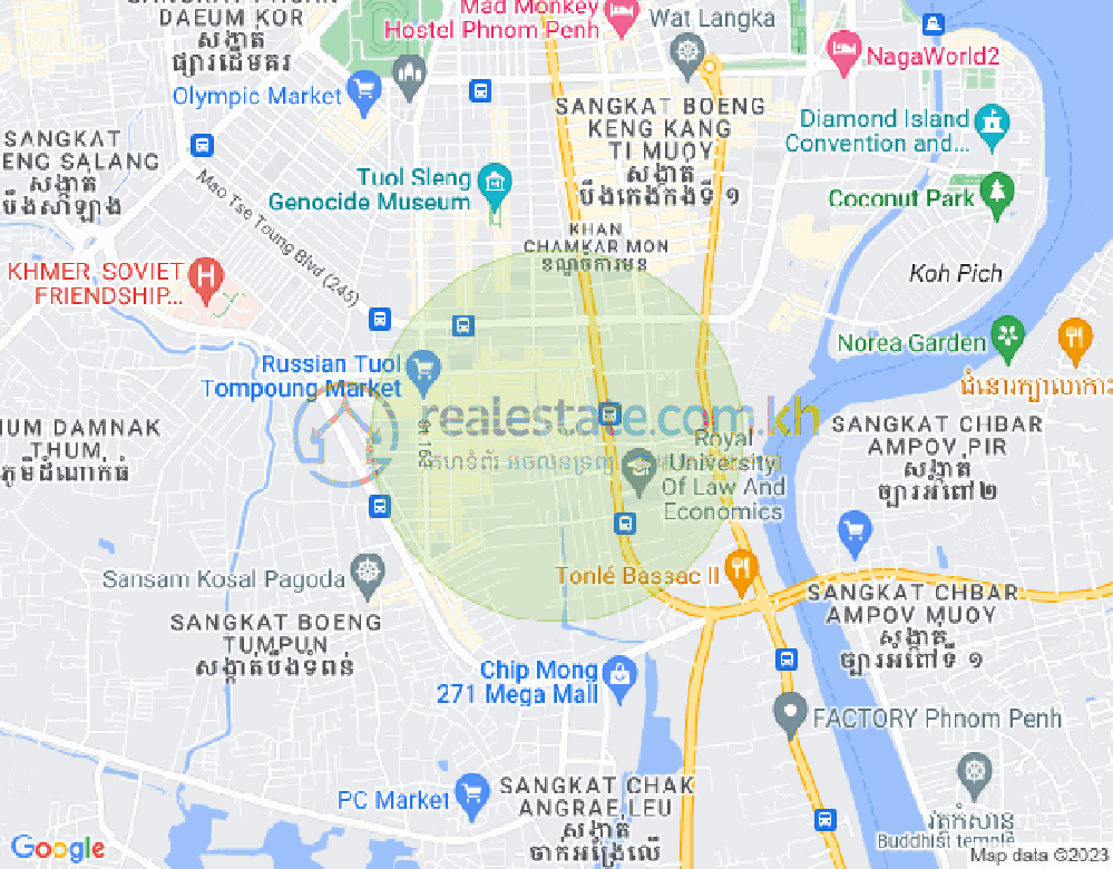Map of Toul Tum Poung 1, Chamkarmon, Phnom Penh