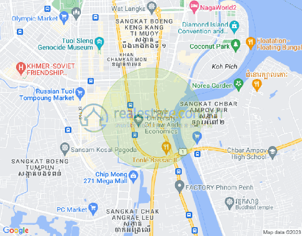 Карта Тонле Бассак, Чамкармон, Пномпень