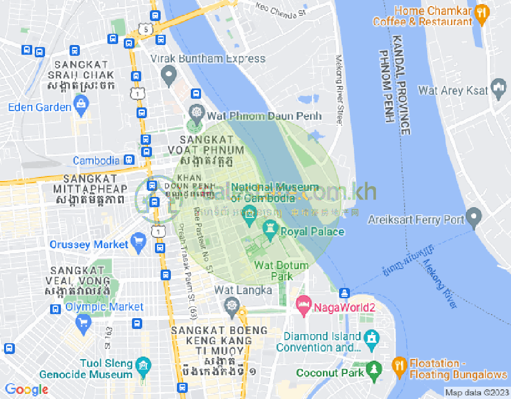 Mapa: Wat Phnom, Daun Penh, Phnom Penh
