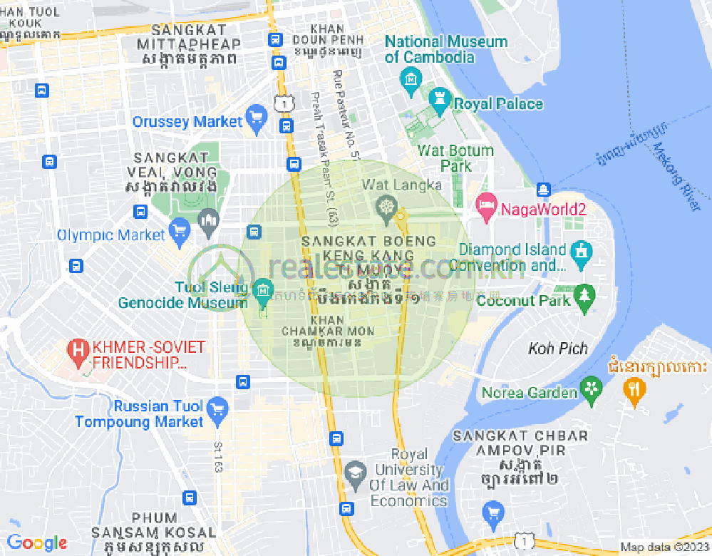 万景岗1分区（BKK1), 波哥堪, 金边地图