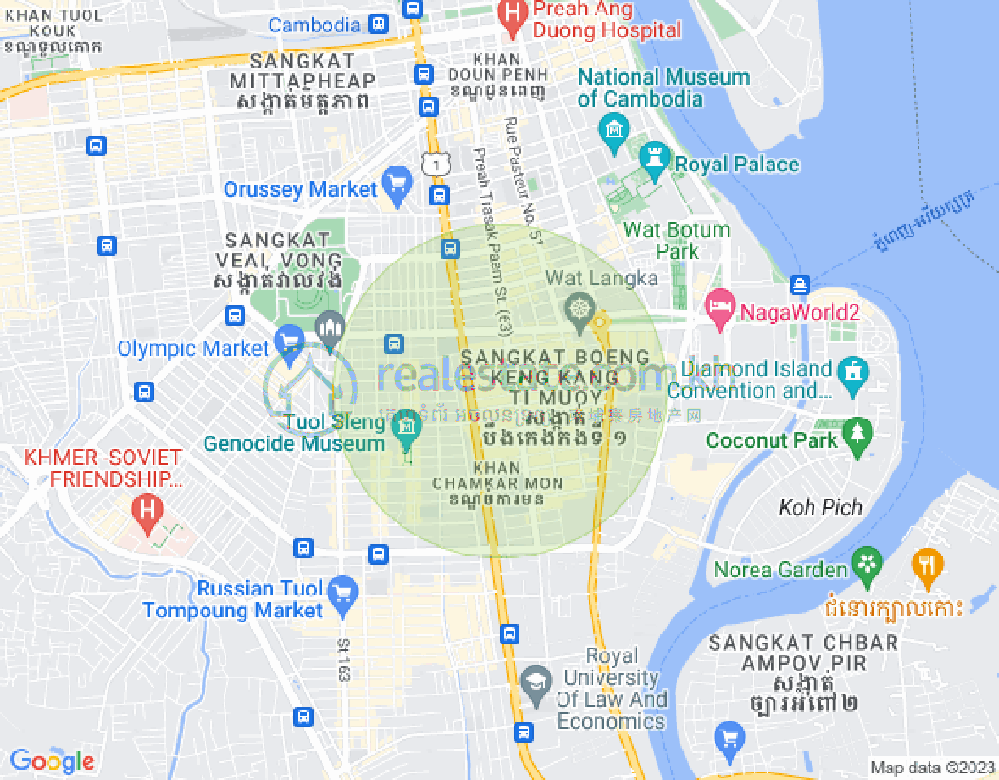 Map of BKK 1, Boeng Keng Kang, Phnom Penh