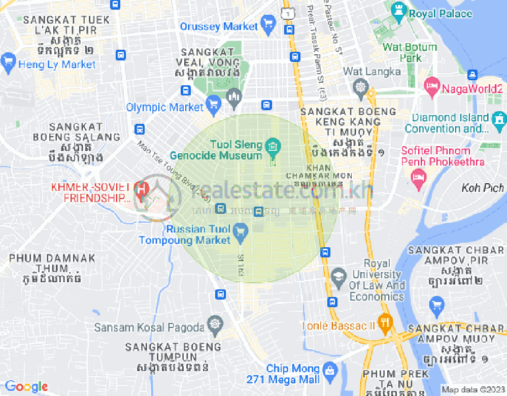 トンレバサック, チャムカモン, プノンペンの地図