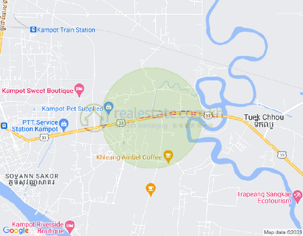 st.33, Chum Kriel县, Tuek Chhou市, 贡布地图