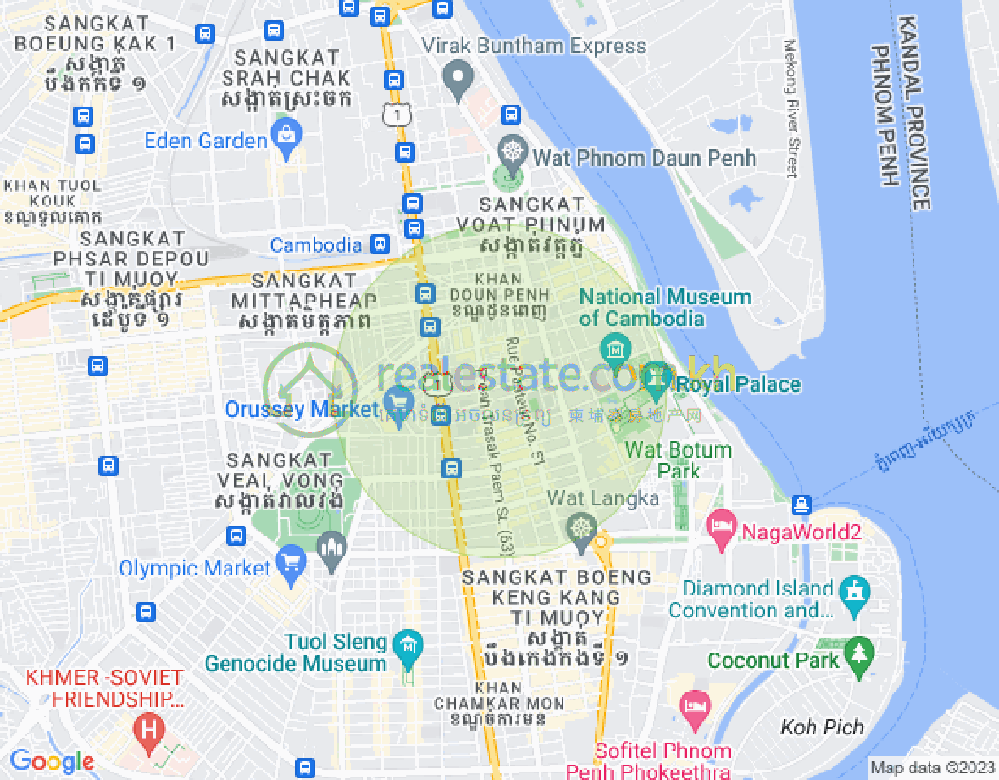 Map of Boeng Reang, Daun Penh, Phnom Penh
