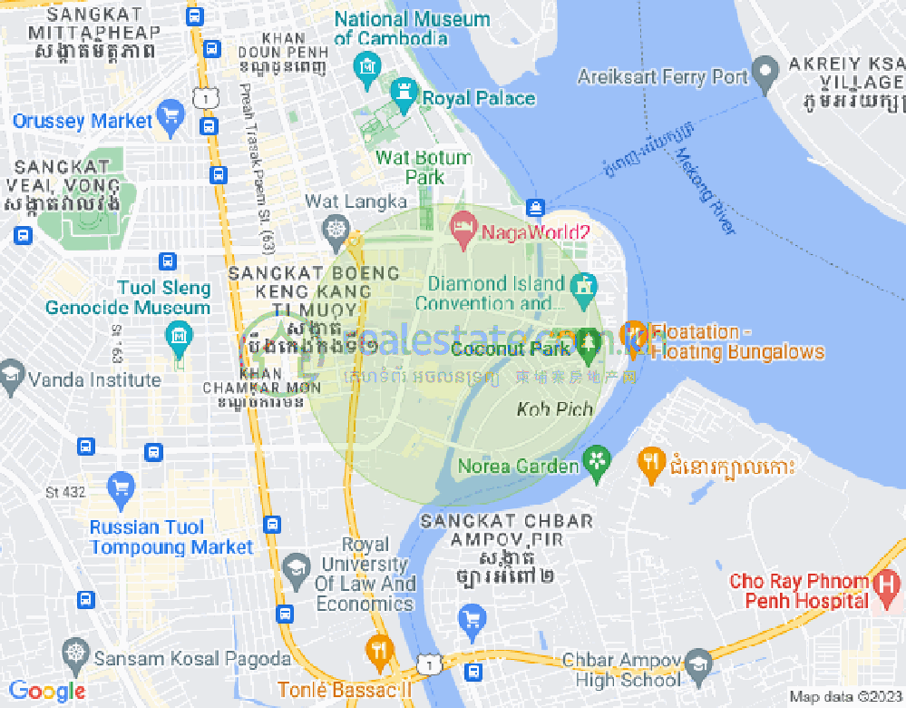 백색하구역, 짬까몬, 프놈펜 지도