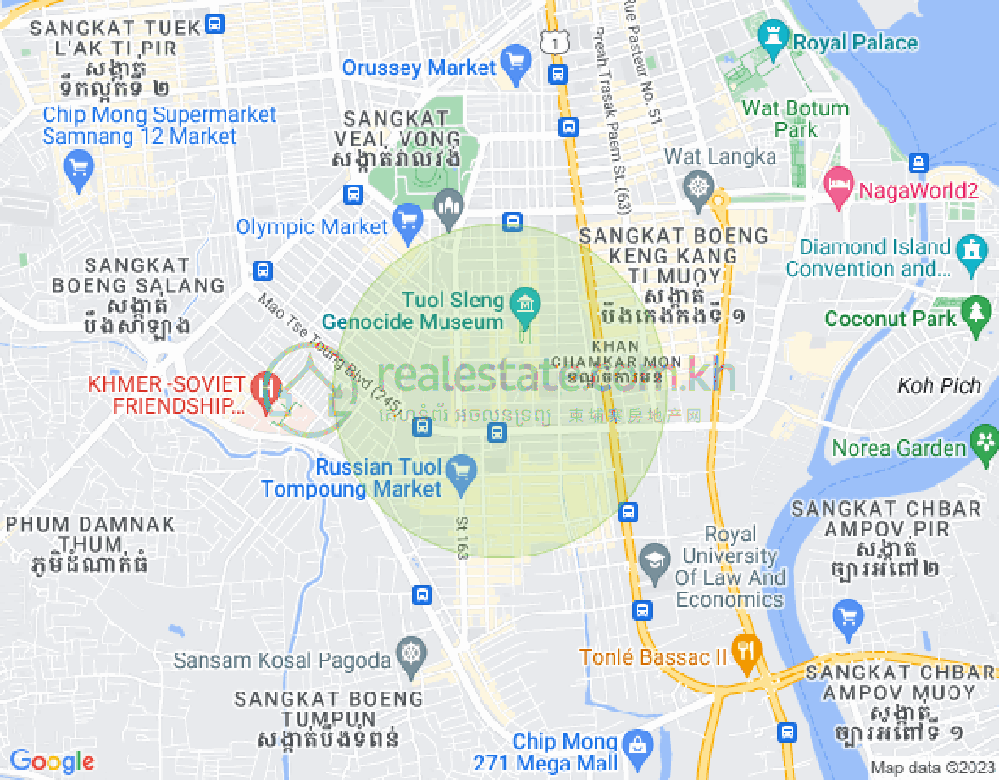 Mapa: Tonle Bassac, Chamkarmon, Phnom Penh