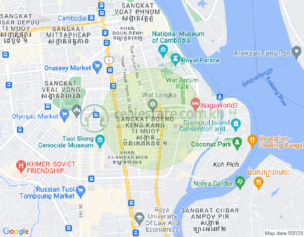 Карта Тонле Бассак, Чамкармон, Пномпень