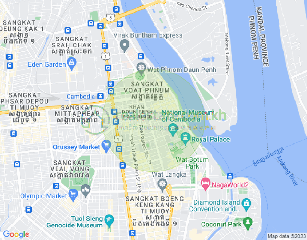 四臂湾分区, 隆边区, 金边地图