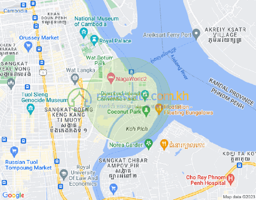 Mapa: Tonle Bassac, Chamkarmon, Phnom Penh
