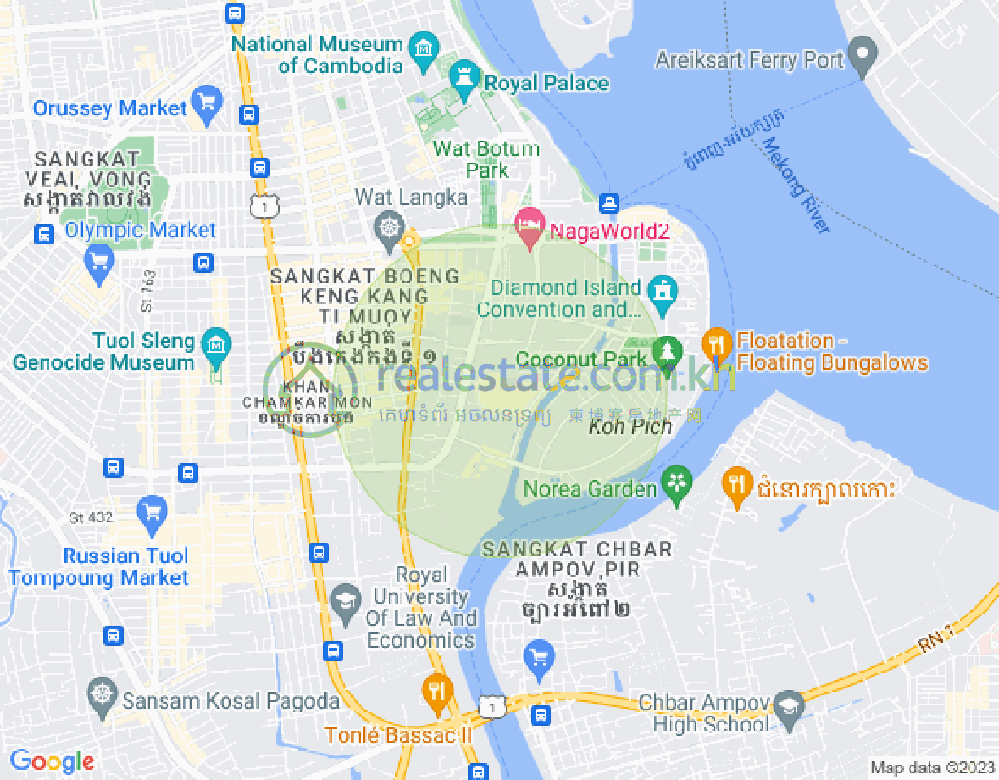 Carte de Tonle Bassac, Chamkarmon, Phnom Penh
