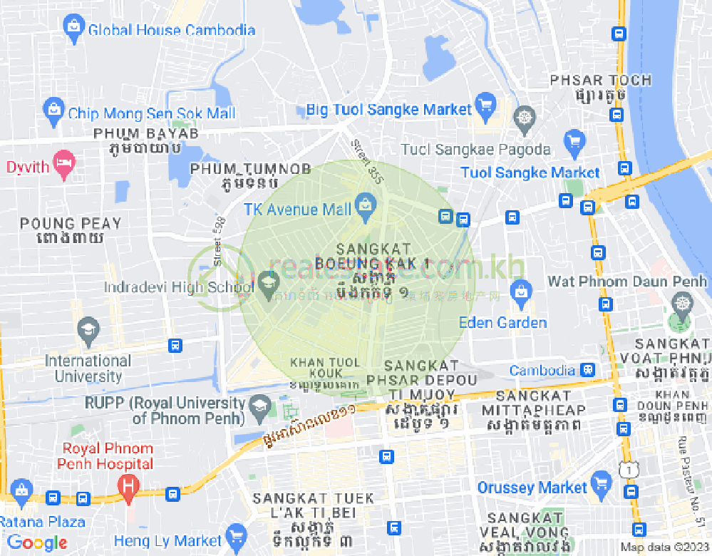 トゥークラック1, トゥールコーク, プノンペンの地図