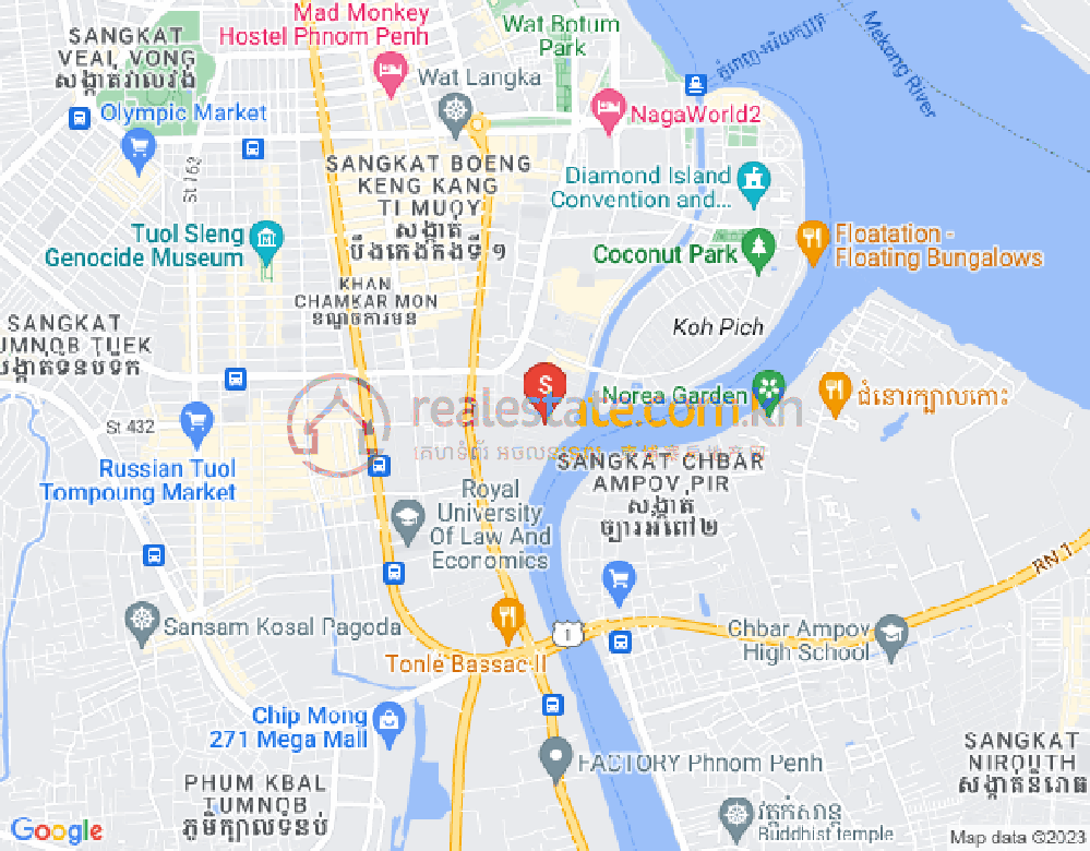 Mapa: Tonle Bassac, Chamkarmon, Phnom Penh