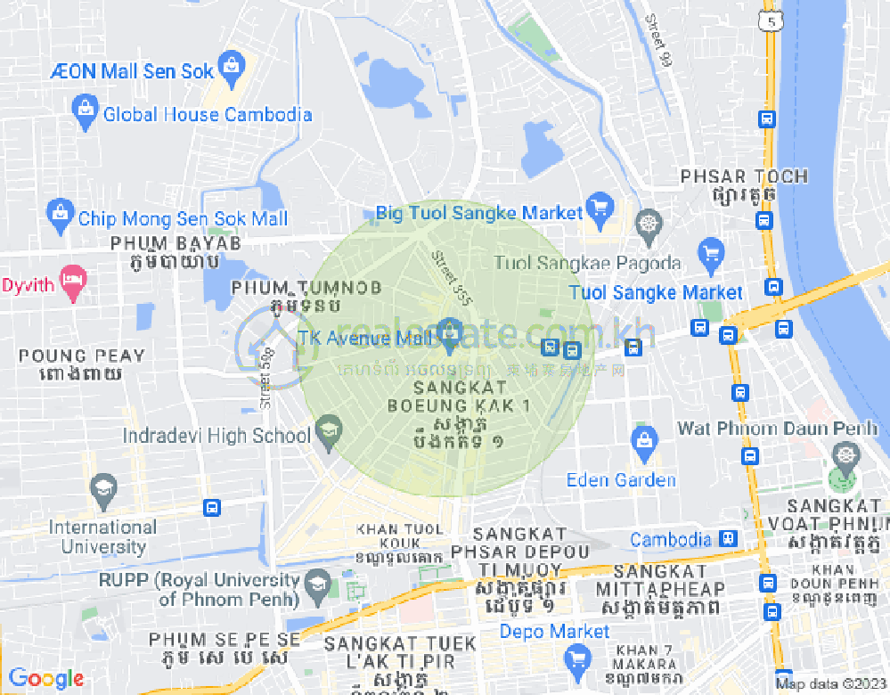 Carte de Boeung Kak 2, Toul Kork, Phnom Penh