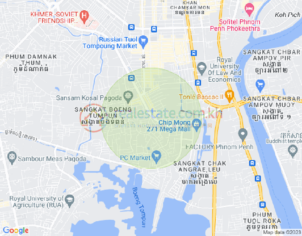 Boeung Tumpun分区, 棉芷区, 金边地图