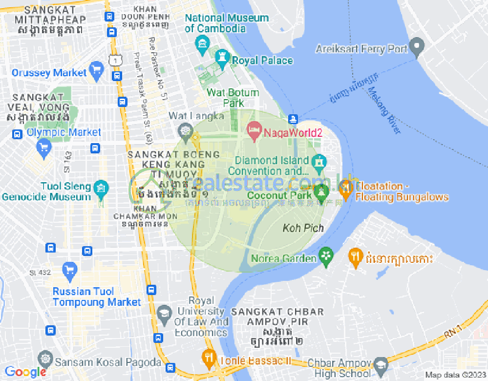 Mapa: Tonle Bassac, Chamkarmon, Phnom Penh
