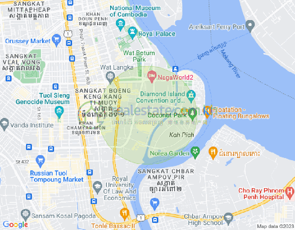 Carte de Tonle Bassac, Chamkarmon, Phnom Penh