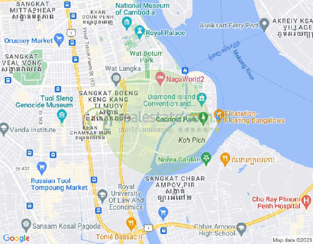 Carte de Tonle Bassac, Chamkarmon, Phnom Penh