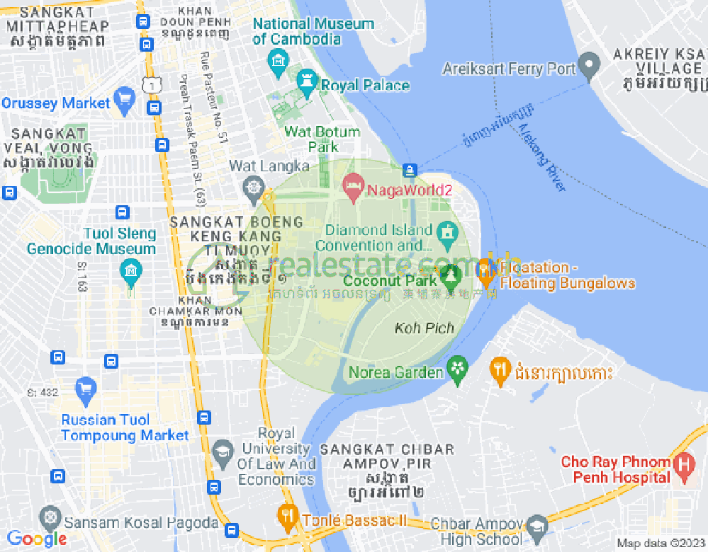 Carte de Tonle Bassac, Chamkarmon, Phnom Penh