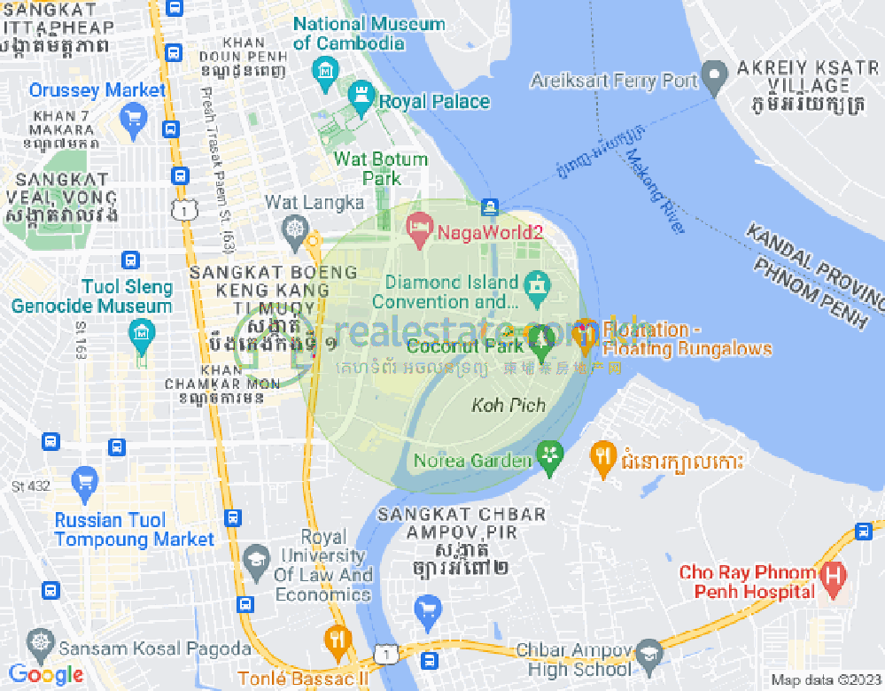 Carte de Tonle Bassac, Chamkarmon, Phnom Penh
