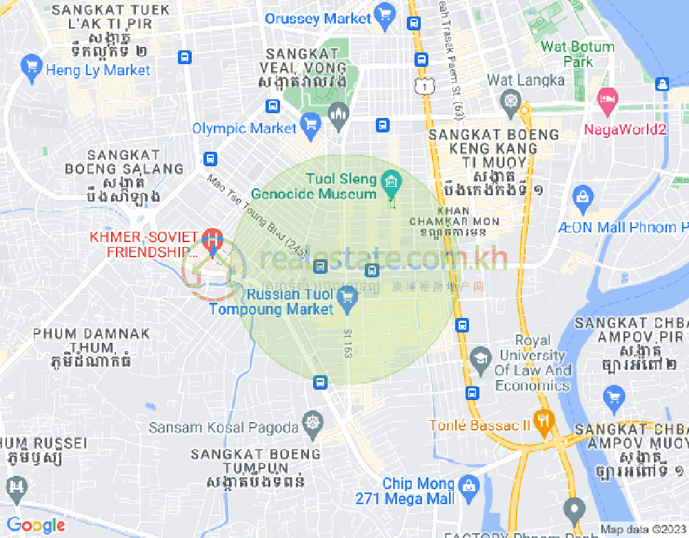 Mapa: Tonle Bassac, Chamkarmon, Phnom Penh