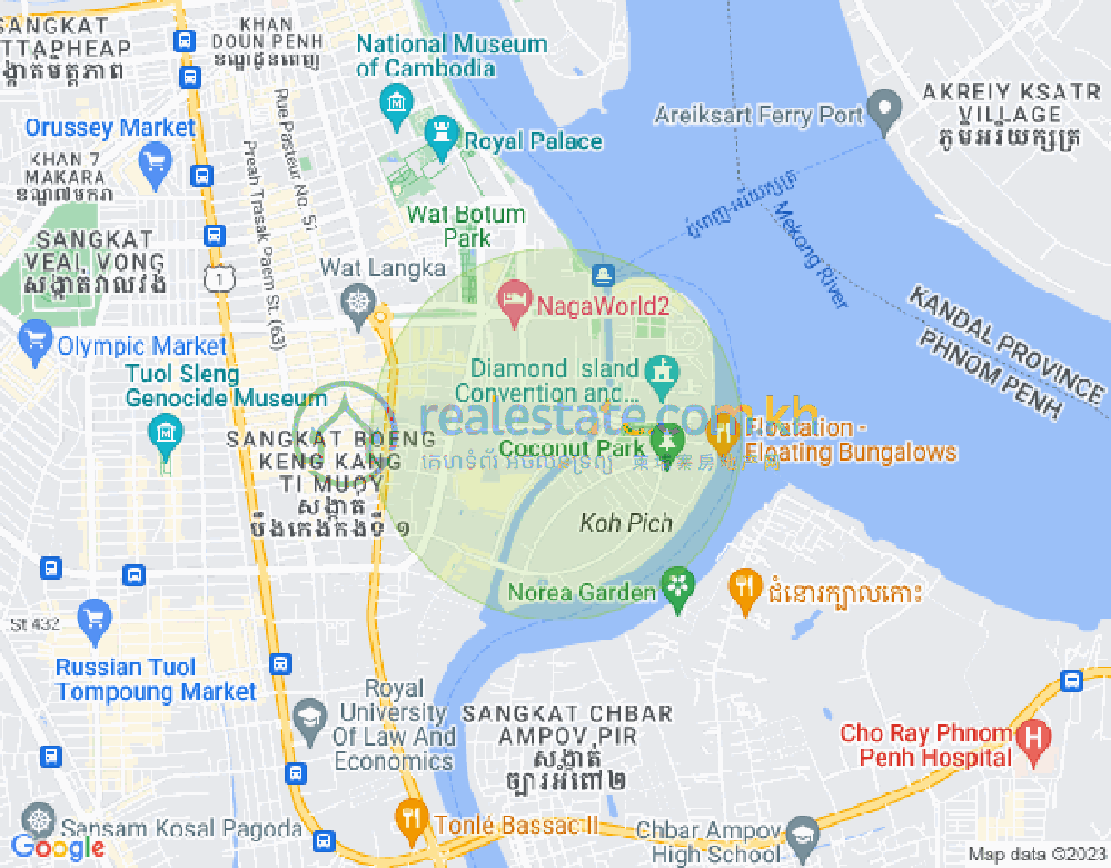 Carte de Tonle Bassac, Chamkarmon, Phnom Penh