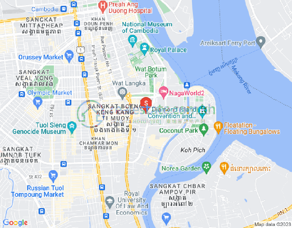 Carte de Tonle Bassac, Chamkarmon, Phnom Penh
