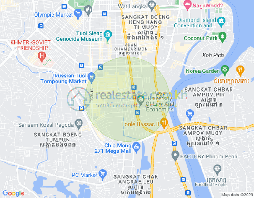 Mapa: Tonle Bassac, Chamkarmon, Phnom Penh