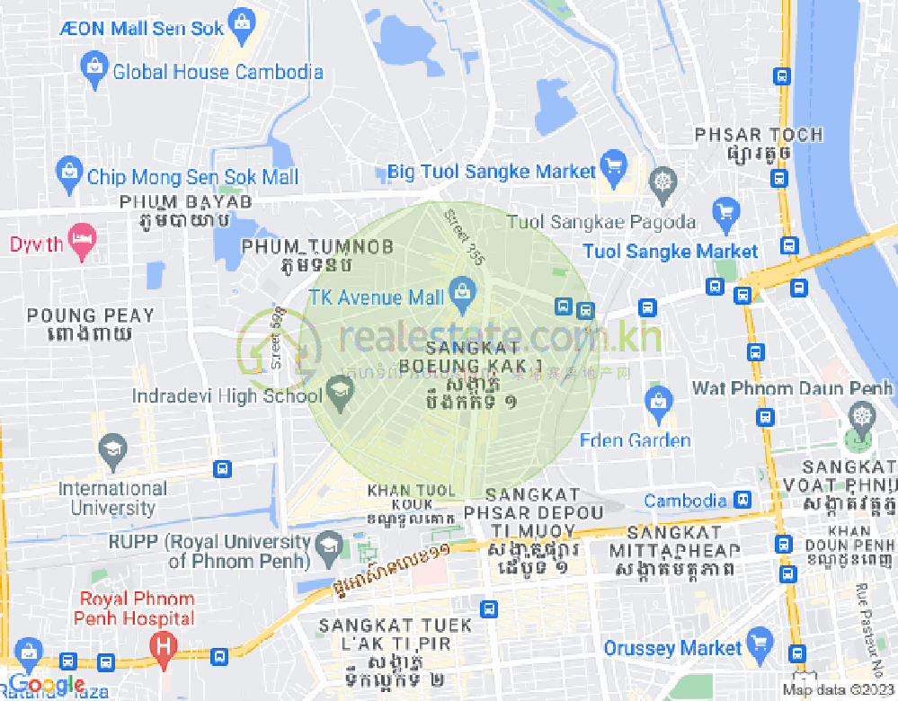 ブン・カック1, トゥールコーク, プノンペンの地図
