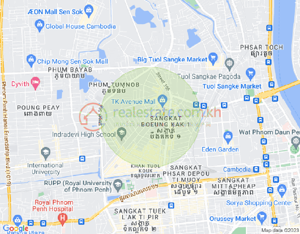 ブン・カック1, トゥールコーク, プノンペンの地図