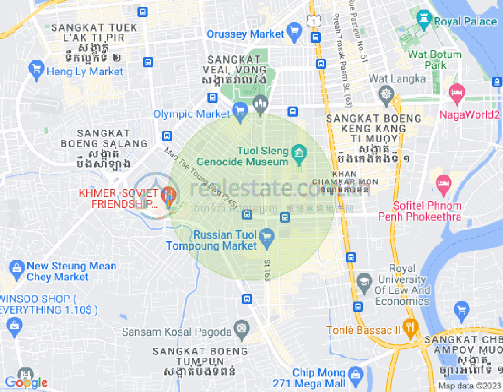 Boeung Prolit구역, 마카라구, 프놈펜 지도
